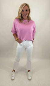 Crop Patch Pocket Flare (white)